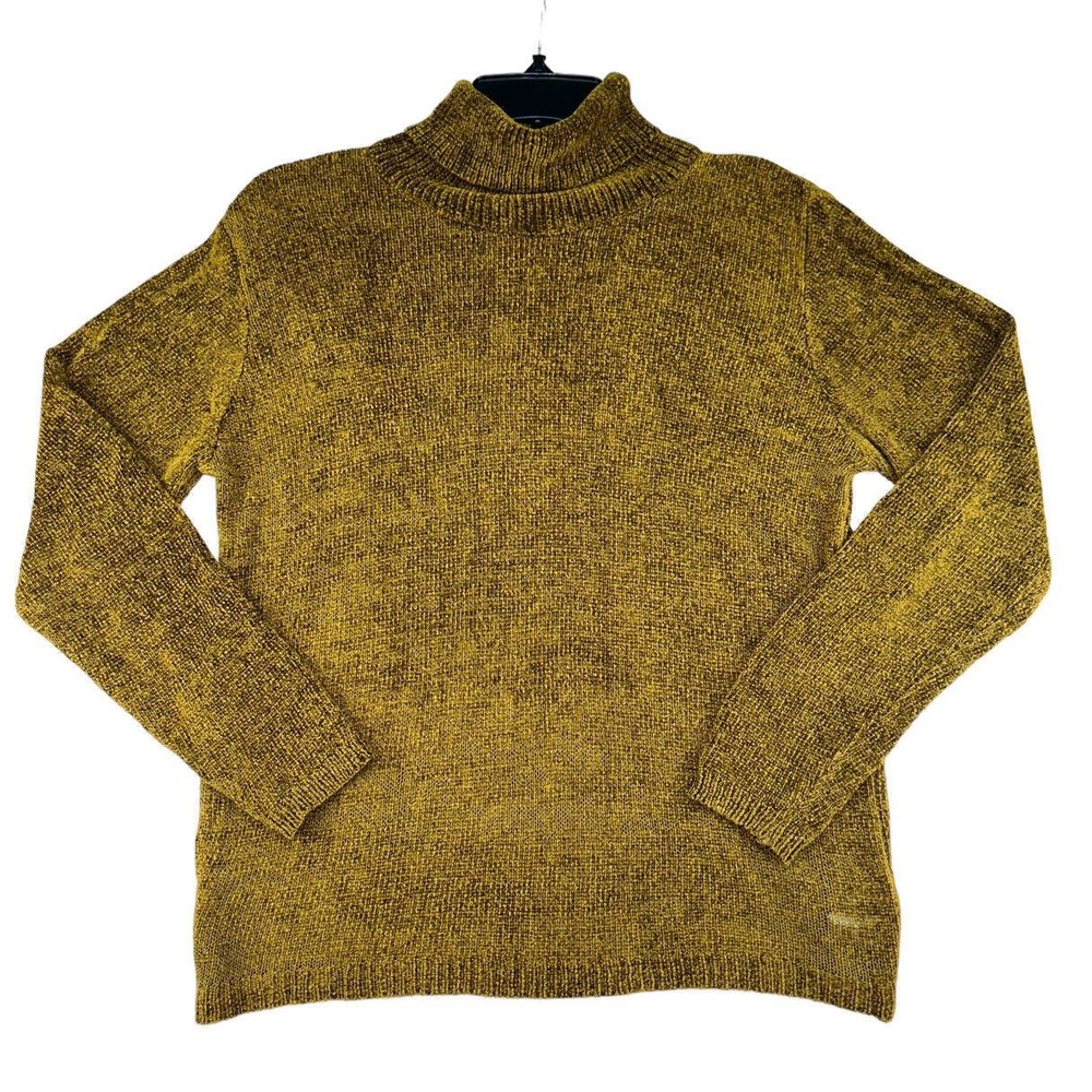 Pierre Cardin Rib Knit Sweater Women Top sz S Olive Chico EUC Turtleneck 90s Y2K